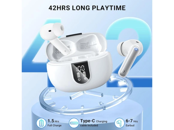 White Wireless Earbuds — Wireless Earbuds, TUKO