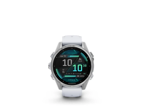 43 mm AMOLED Smart Watch with Whitestone Silicone Band — Smart Watch, Garmin