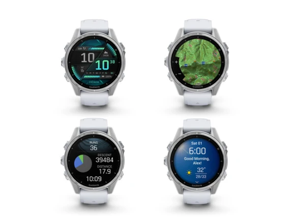 43 mm AMOLED Smart Watch with Whitestone Silicone Band — Smart Watch, Garmin