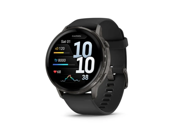 45 mm GPS smartwatch, Slate with Black Silicone Band — Smart Watch, Garmin