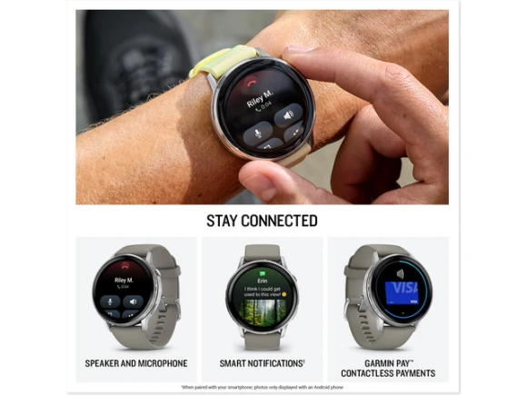45mm GPS Smartwatch in Silver with Silver Gray Silicone Band — Smart Watch, Garmin