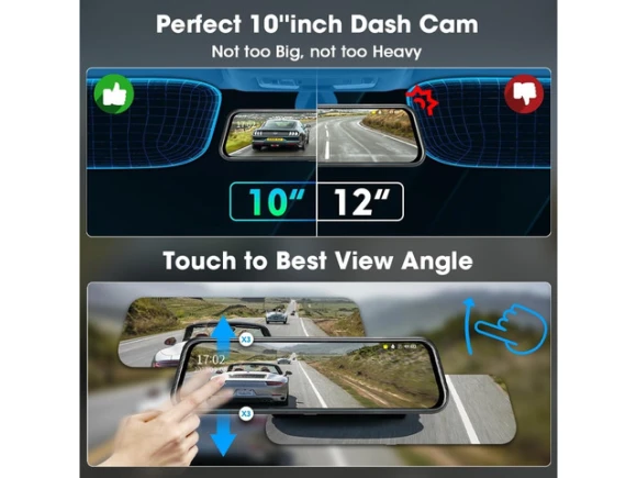 10-inch Rear-View Mirror Dash Camera — Dash Cam, TUKO