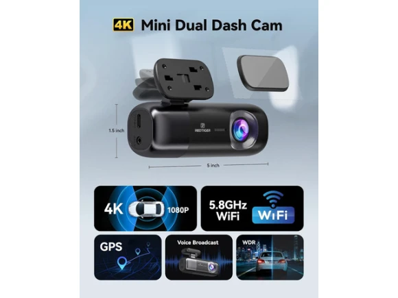 4K Front and 1080P Rear Dash Cam — Dash Cam, REDTIGER