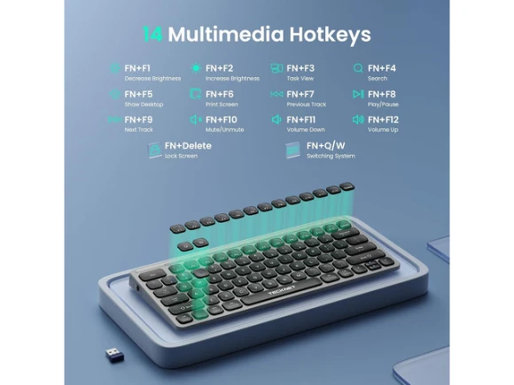 Gray Wireless Keyboard — Bluetooth Keyboard, TECKNET