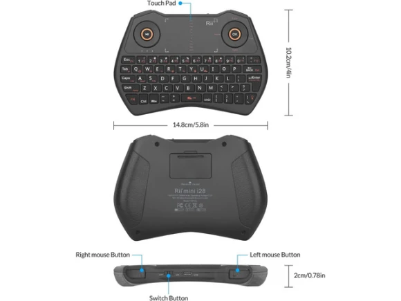 Mini Keyboard Remote Control Combo — Bluetooth Keyboard, Rii