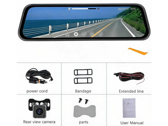 Mirror Dash Cam with Front and Rear Cameras — Dash Cam, CAMECHO
