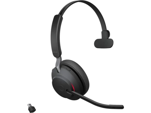 Evolve2 65 Bluetooth Wireless Headset, Single-Ear, with USB-C Adapter — Wireless Earbuds, Jabra