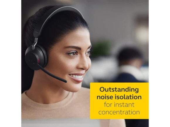 Evolve2 65 Bluetooth Wireless Headset, Single-Ear, with USB-C Adapter — Wireless Earbuds, Jabra