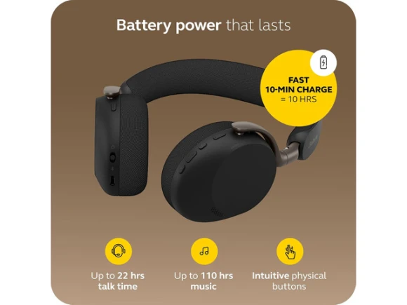 Wireless Bluetooth Headset with Microphone, On-Ear, Black — Wireless Earbuds, Jabra