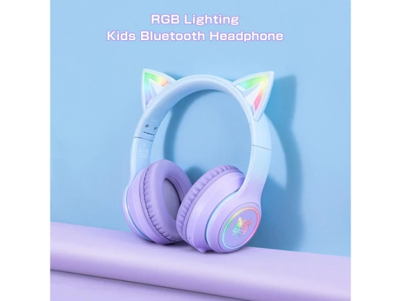 Purple Cat Ear Headphones — Wireless Earbuds, RUOCLRIS