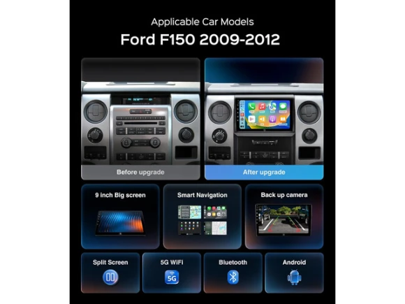 9-inch QLED Android car radio stereo for Ford F150 — Car Infotainment System, TUKO