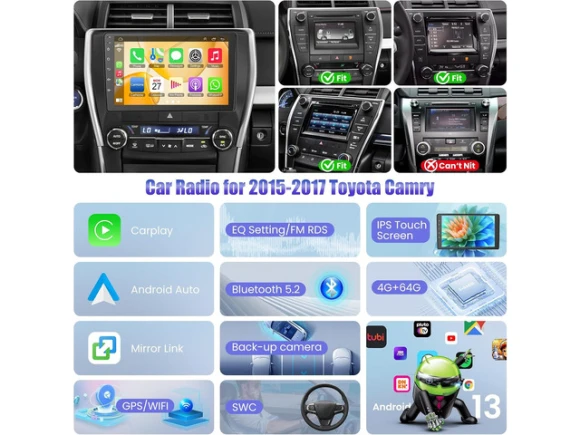 Car Radio for Toyota Camry 2015, 2016, and 2017 — Car Infotainment System, TUKO