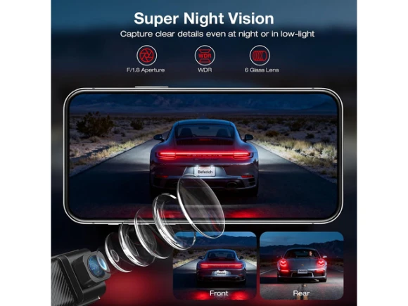 Front and Rear Dash Camera, 4K+2.5K — Dash Cam, TUKO