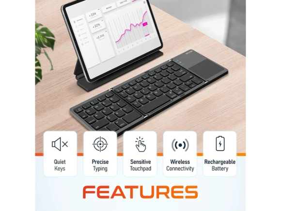 Foldable Bluetooth keyboard with touchpad — Bluetooth Keyboard, Delton
