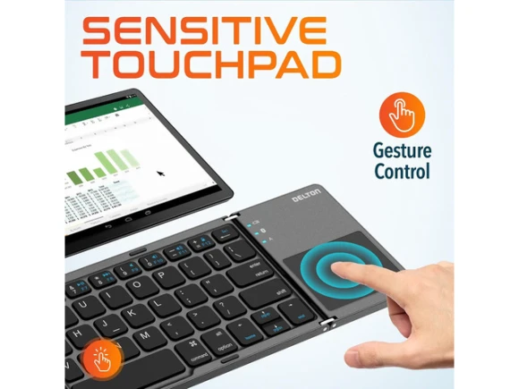 Foldable Bluetooth keyboard with touchpad — Bluetooth Keyboard, Delton