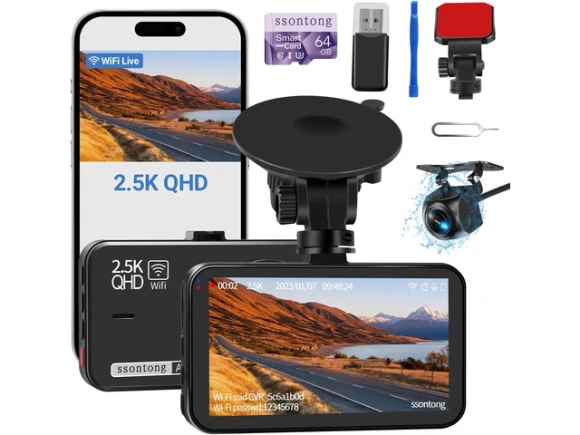 Front-and-rear dash camera with 64GB card — Dash Cam, RUOCLRIS