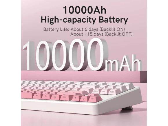 Gradient Pink Wireless Mechanical Keyboard — Bluetooth Keyboard, RUOCLRIS