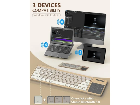 Khaki Foldable Bluetooth Keyboard — Bluetooth Keyboard, NILLKIN