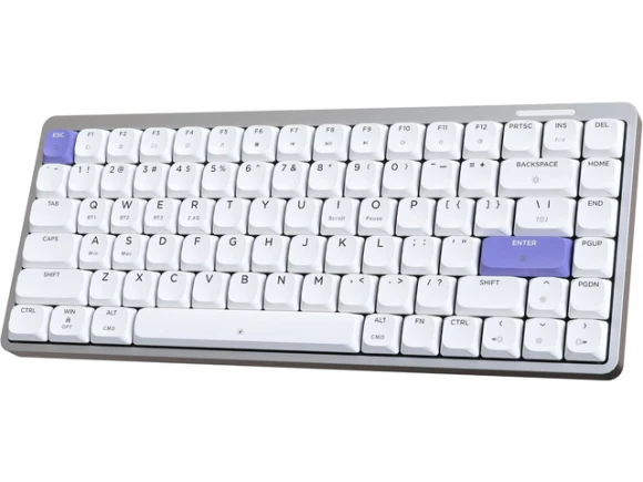 Low-Profile Aluminum Mechanical Keyboard, White and Purple — Bluetooth Keyboard, EPOMAKER