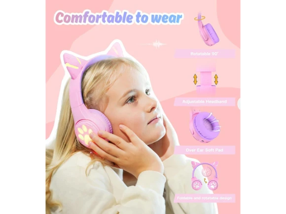 Purple Kids Headphones — Wireless Earbuds, Riwbox