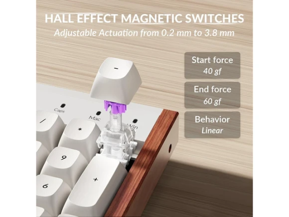 White full-size keyboard with Hall Effect magnetic switches — Bluetooth Keyboard, Keychron