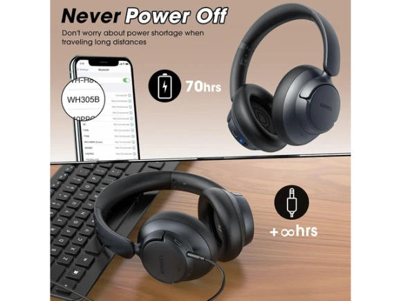 Wireless Headphones, Black — Wireless Earbuds, BERIBES