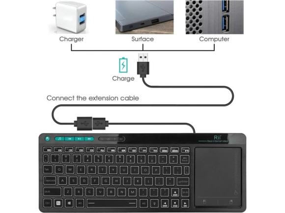 Wireless Keyboard with Touchpad — Bluetooth Keyboard, Rii