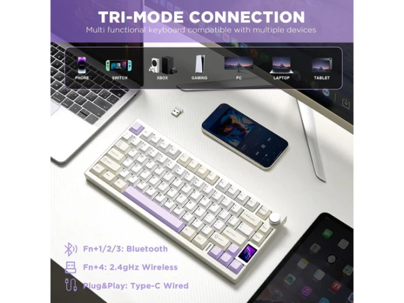 75% Wireless Mechanical Keyboard — Bluetooth Keyboard, YUNZII