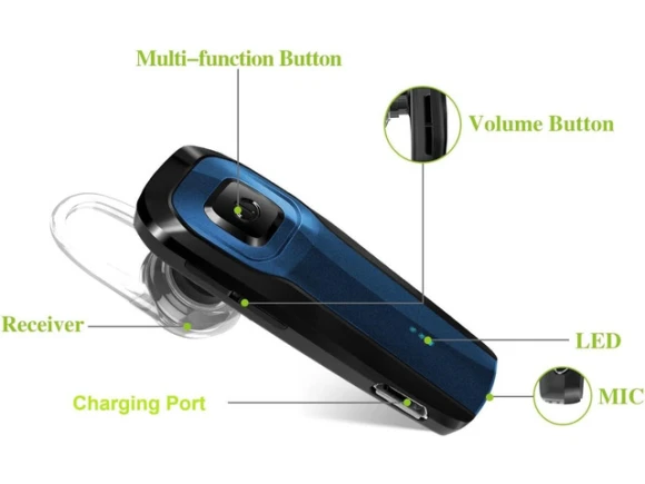 Bluetooth Earpiece, Blue — Wireless Earbuds, SOYE