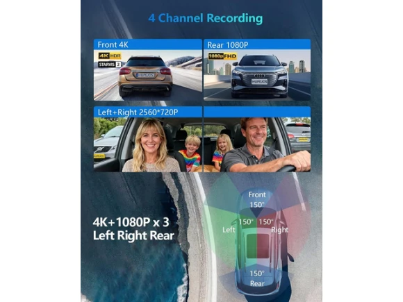 4-Channel 4K Dash Camera with 64G Card — Dash Cam, SOYE