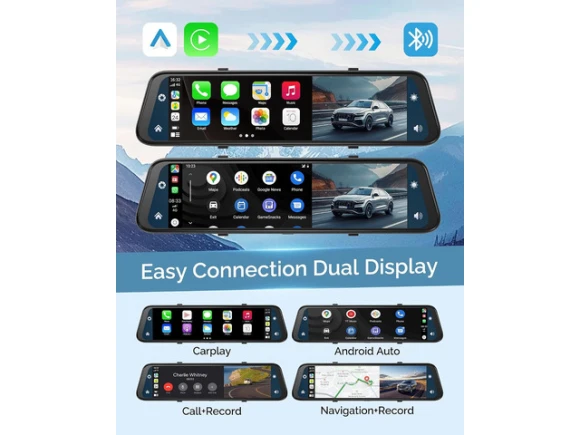 4K Rear-View Mirror Dash Camera with Front and Rear Cameras — Dash Cam, SOYE