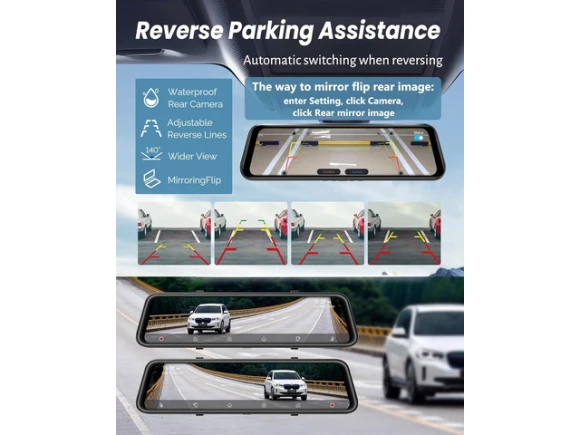 4K Rear-View Mirror Dash Camera with Front and Rear Cameras — Dash Cam, SOYE