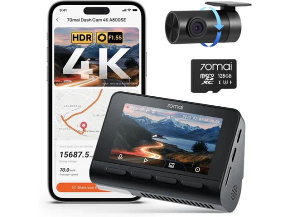 Front and Rear Dash Camera with 128GB Card — Dash Cam, 70mai