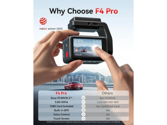Front and Rear Dash Camera with 128GB Card — Dash Cam, REDTIGER