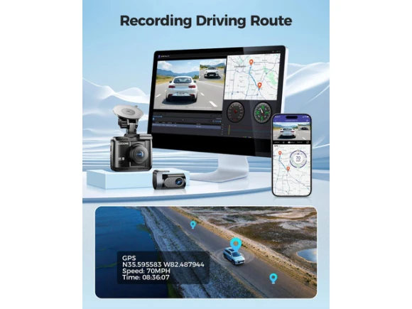 Front and Rear Dual Dash Camera, 4K+1080P — Dash Cam, AZDOME
