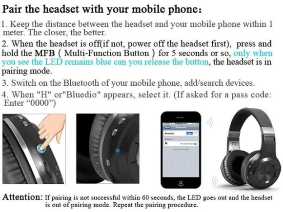 Wireless Bluetooth Headphones — Wireless Earbuds, Bluedio
