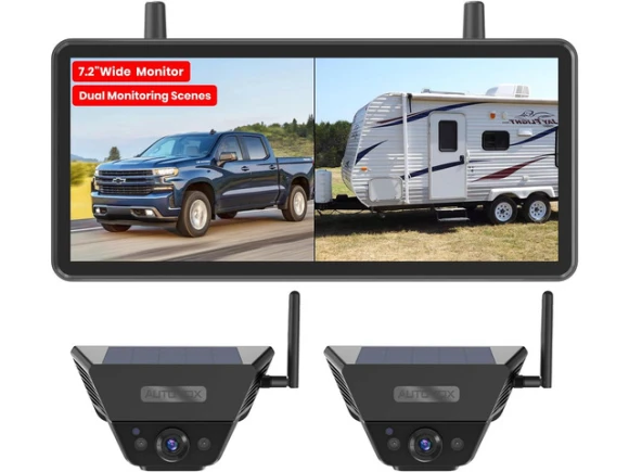 Wireless Solar Backup Camera System with Dual Cameras — Backup Camera, SOYE
