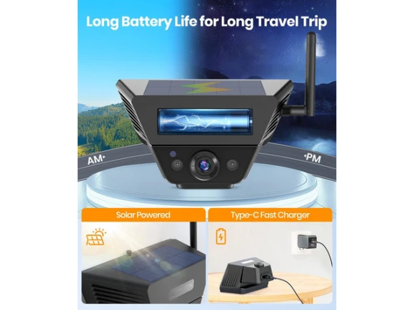 Wireless Solar Backup Camera System with Dual Cameras — Backup Camera, SOYE