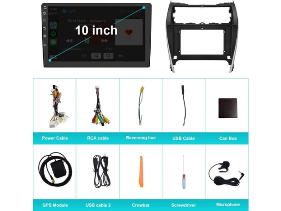 10-Inch Car Radio for Toyota Camry 2012, 2013, and 2014, 2GB+32GB — Car Infotainment System, SOYE