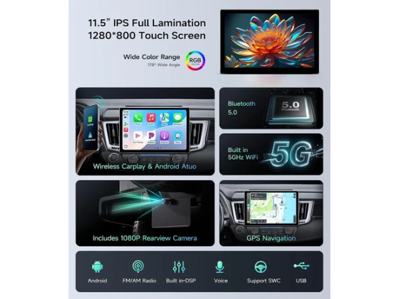 11.5-inch Car Radio for Toyota RAV4 2013–2018 — Car Infotainment System, SOYE