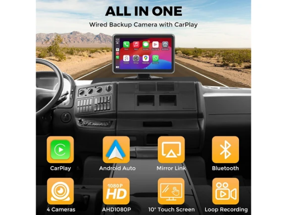4-Channel Backup Camera Dash Cam System with 10-Inch Monitor — Dash Cam, SOYE