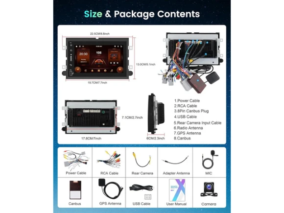 7-inch Car Stereo for Ford Vehicles — Car Infotainment System, Podofo