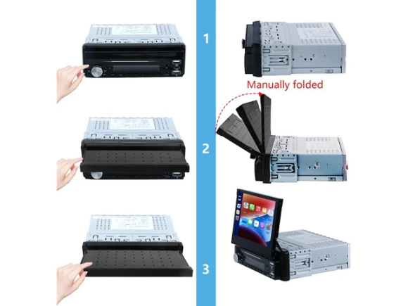 7-Inch Flip-Out Touchscreen Single-DIN Car Stereo — Car Infotainment System, SOYE
