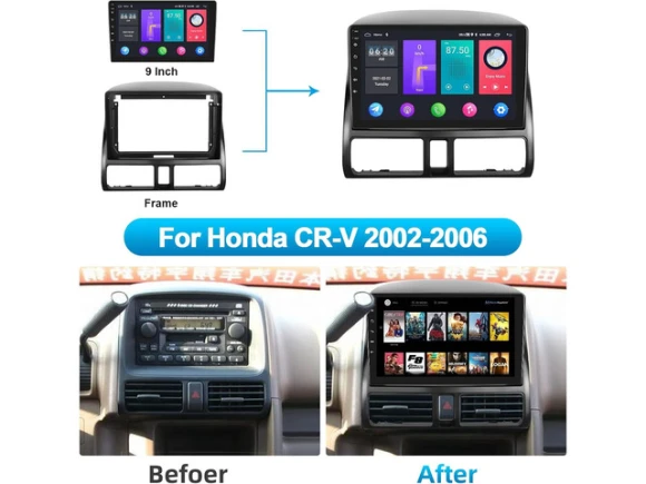 9-Inch Android Car Stereo Receiver for Honda CRV 2002–2006 — Car Infotainment System, SOYE