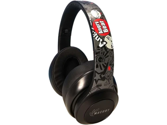 Black Over-Ear Foldable Headphones with LED Light — Wireless Earbuds, TUKO