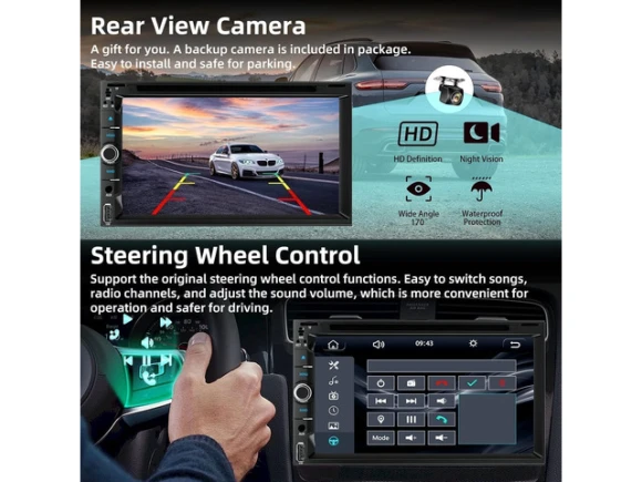 Double DIN Car Stereo with 7-Inch Touch Screen — Car Infotainment System, SOYE
