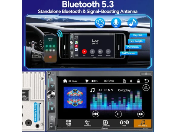 Double DIN Car Stereo with 7-Inch Touchscreen — Car Infotainment System, SJoyBring