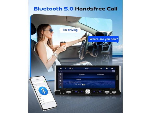 Single-DIN Car Stereo with 6.9-Inch IPS Touchscreen — Car Infotainment System, SOYE