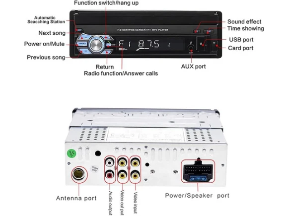 Single-DIN Car Stereo with 7-Inch Retractable Touchscreen — Car Infotainment System, SOYE