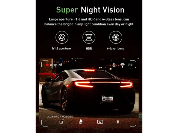 Front and Rear Dual Dash Camera — Dash Cam, SUNIVISION